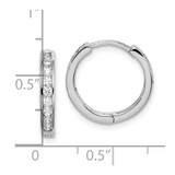 Sterling Silver Rhodium-plated CZ 3x16mm Hinged Hoop Earrings