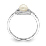 Sterling Silver Rhodium-plated CZ 5-6mm Button FWC Pearl in Circle Ring - QR-072922A9-1290