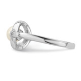 Sterling Silver Rhodium-plated CZ 5-6mm Button FWC Pearl in Circle Ring - QR-072922A9-1290