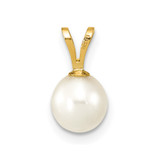 14K 6-7mm White Round Freshwater Cultured Pearl Pendant