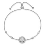 Sterling Silver Rhodium-plated CZ Adjustable Bracelet - QG-2F77B4B1-5939