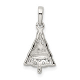 Sterling Silver Rhodium-plated CZ and Enameled Christmas Tree Pendant