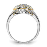 Sterling Silver Rhodium-plated CZ and Flash Gold-Plated Turtle Ring - QR-021A8AF5-4964
