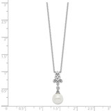 Sterling Silver Rhodium-plated CZ and Glass Bead Necklace - QH-9E253DEC-9683