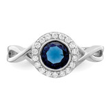 Sterling Silver Rhodium-plated CZ and Glass Stone Ring - QR-171367A9-8549
