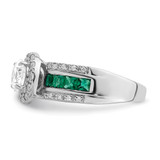 Sterling Silver Rhodium-plated CZ and Lab Created Emerald Ring - QR-28ADD338-3917