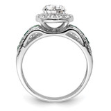 Sterling Silver Rhodium-plated CZ and Lab Created Emerald Ring - QR-F5BD5E81-3814