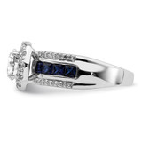 Sterling Silver Rhodium-plated CZ and Lab Created Sapphire Ring - QR-D96D2219-3924