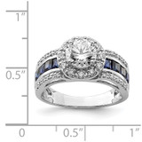 Sterling Silver Rhodium-plated CZ and Lab Created Sapphire Ring - QR-D96D2219-3924