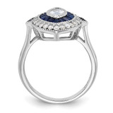 Sterling Silver Rhodium-plated CZ and Synthetic Blue Spinel Ring - QR-4CB675E1-7371