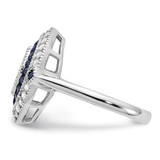 Sterling Silver Rhodium-plated CZ and Synthetic Blue Spinel Ring - QR-4CB675E1-7371