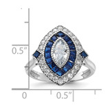 Sterling Silver Rhodium-plated CZ and Synthetic Blue Spinel Ring - QR-7D30E053-7153
