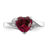Sterling Silver Rhodium-plated CZ and Synthetic Ruby Heart Ring - QR-F2C545F7-4763
