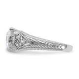 Sterling Silver Rhodium-plated CZ Antique Style Ring - QR-1E1E2491-9747