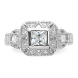 Sterling Silver Rhodium-plated CZ Antique Style Ring - QR-49B5AEAB-5652