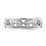 Sterling Silver Rhodium-plated CZ Bars & Oval Links Band - QR-F142B2EF-4484