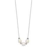 Sterling Silver Rhodium-plated CZ Bead/FWC Pearl w/ 2in ext. Necklace