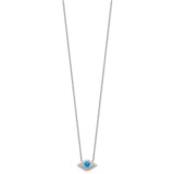 Sterling Silver Rhodium-plated CZ Blue Cr. Opal Evil Eye w/2in ext Necklace