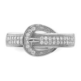 Sterling Silver Rhodium-plated CZ Buckle Ring - QR-C3CAA0A2-4850
