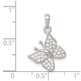 Sterling Silver Rhodium-plated CZ Butterfly Pendant - QC-1F84041D-3817