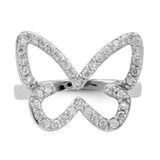 Sterling Silver Rhodium-plated CZ Butterfly Ring - QR-5588E305-5244