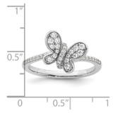 Sterling Silver Rhodium-plated CZ Butterfly Ring - QR-69E3CDFA-3754
