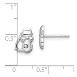 Sterling Silver Rhodium-plated CZ Cat Post Earrings - QE-5FB84676-3748