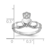 Sterling Silver Rhodium-plated CZ Claddagh Ring - QR-70D64183-5581