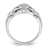 Sterling Silver Rhodium-plated CZ Claddagh Ring - QR-9408010A-7477