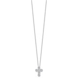 Sterling Silver Rhodium-plated CZ Cross 16in w/2in ext Necklace