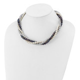 14k 6-7mm White/Gray/Black Near-Round Freshwater Cultured Pearl 3-Strand 18 inch Necklace