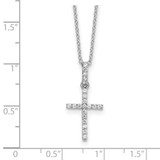 Sterling Silver Rhodium-plated CZ Cross 20in Necklace
