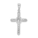 Sterling Silver Rhodium-plated CZ Cross Charm - QC-0D21C7EF-7959