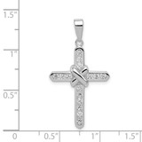 Sterling Silver Rhodium-plated CZ Cross Charm - QC-0D21C7EF-7959