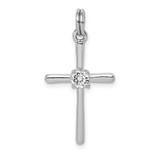 Sterling Silver Rhodium-plated CZ Cross Pendant - QC-D6027D70-5285