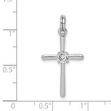 Sterling Silver Rhodium-plated CZ Cross Pendant - QC-D6027D70-5285
