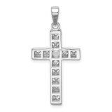 Sterling Silver Rhodium-plated CZ Cross Pendant - QC-E808977E-9726