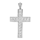 Sterling Silver Rhodium-plated CZ Cross Pendant - QP-010EE77E-6589