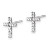 Sterling Silver Rhodium-plated CZ Cross Post Earrings and Pendant Set