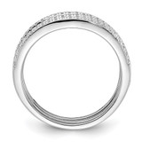 Sterling Silver Rhodium-plated CZ Curved 3 Band Set - QR-26DAD9FC-1789