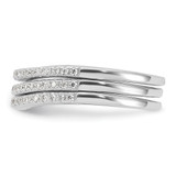 Sterling Silver Rhodium-plated CZ Curved 3 Band Set - QR-42B71075-8411