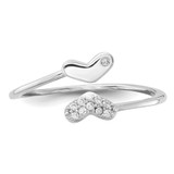 Sterling Silver Rhodium-plated CZ Double Heart Ring - QR-52712489-2325
