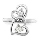 Sterling Silver Rhodium-plated CZ Double Heart Ring - QR-6AE22CAD-8688