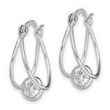 Sterling Silver Rhodium-plated CZ Double Hoop Earrings