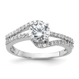 Sterling Silver Rhodium-plated CZ Double Row Ring - QR-A7E7684C-2010