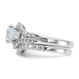 Sterling Silver Rhodium-plated CZ Engagement Ring and Band Set - QR-008083CC-1423