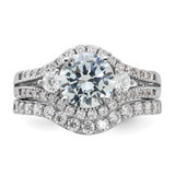 Sterling Silver Rhodium-plated CZ Engagement Ring and Band Set - QR-FCEE36C0-2240