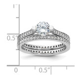 Sterling Silver Rhodium-plated CZ Eternity Engagement Ring and Band Set - QR-25B8BBAC-6448