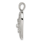 Sterling Silver Rhodium-plated CZ Filigree Heart Pendant