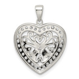 Sterling Silver Rhodium-plated CZ Filigree Heart Pendant